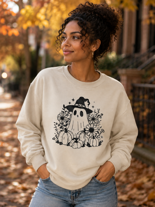 Ghost Crewneck Sweater | Retro Halloween Graphic Sweatshirt
